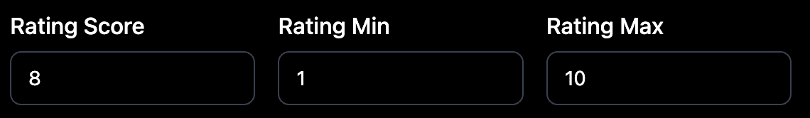 Rating score, max and min fields