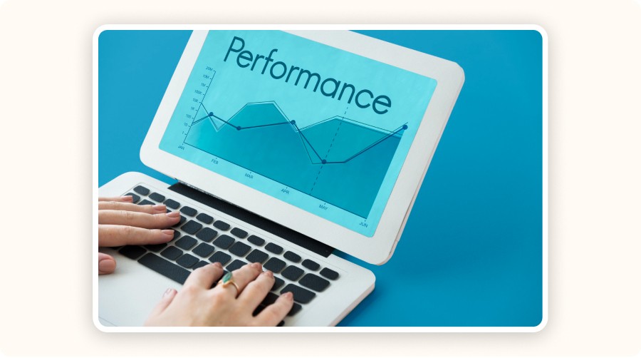 Performance chart on laptop screen