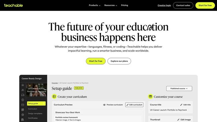 Teachable course creation interface