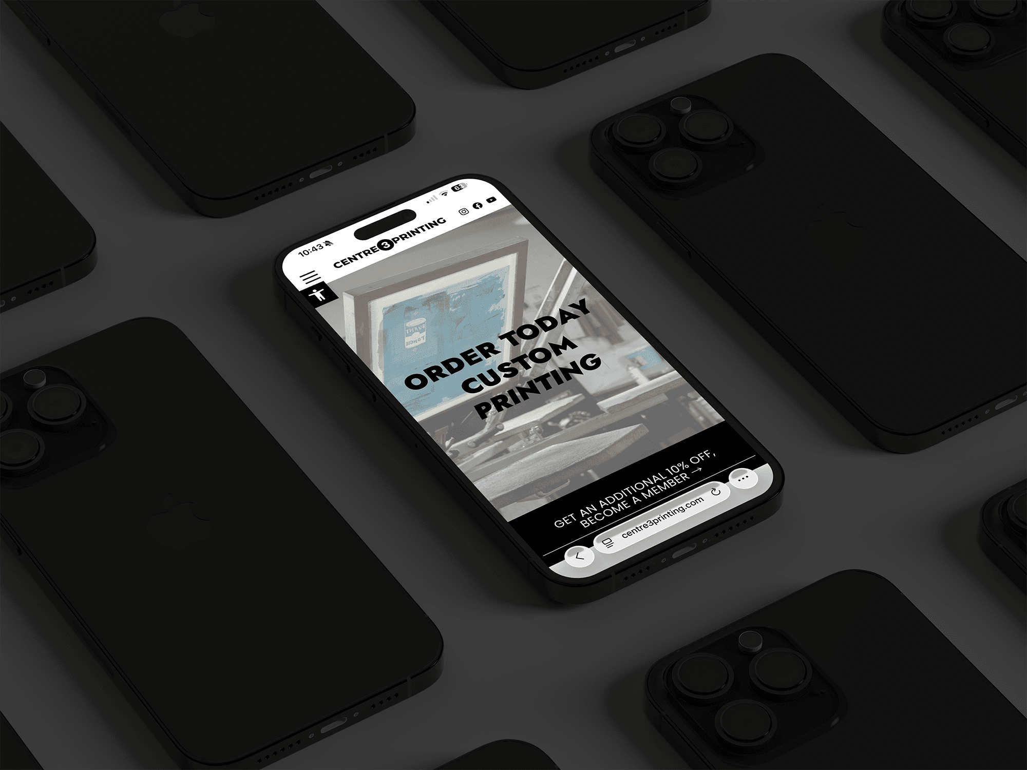 Mobile-friendly website design for Centre 3 Printing studio