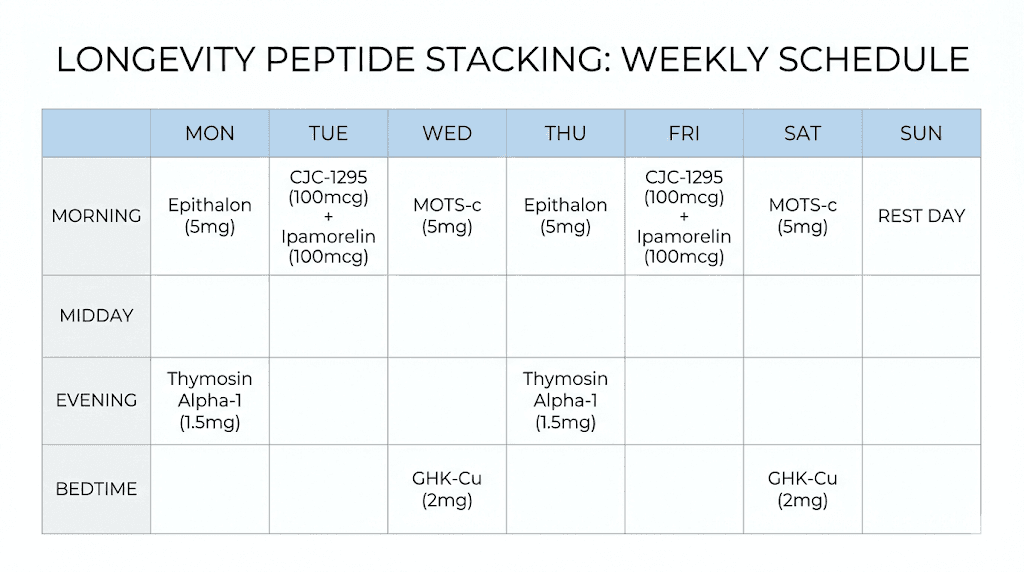 Sample weekly longevity peptide protocol schedule