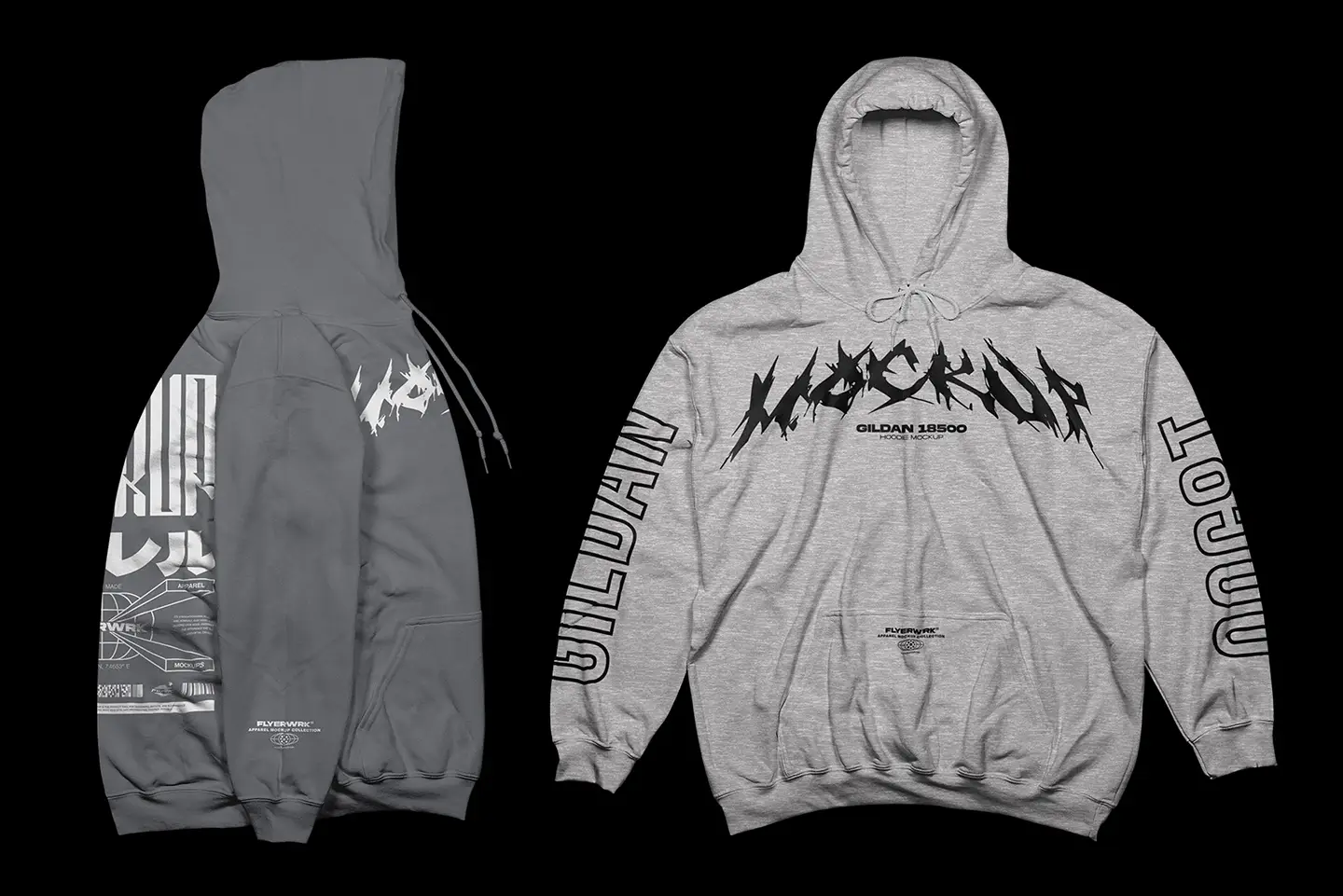 Gildan 18500 Hoodie mockup showing front and side design preview