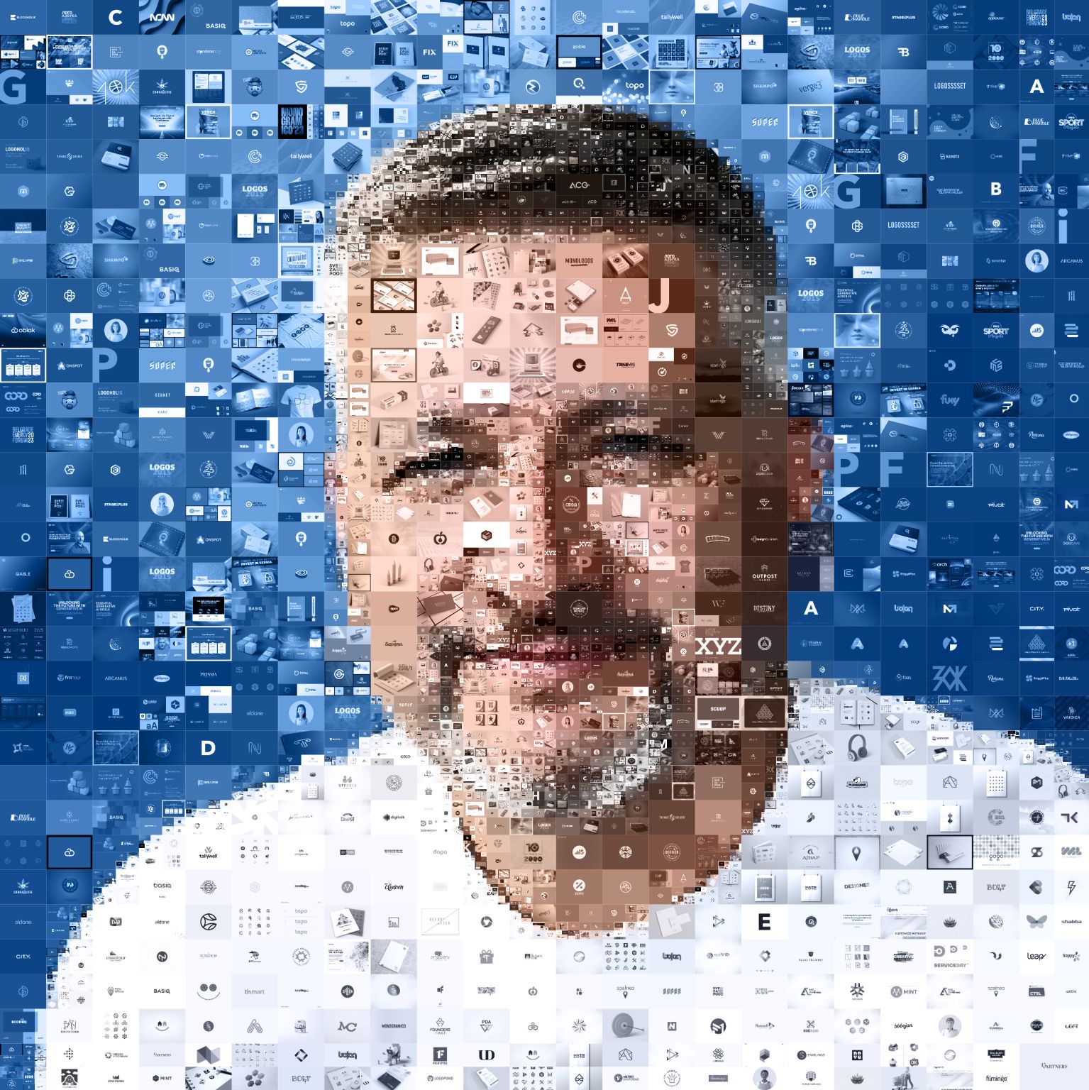 Vadim Carazan, portrait made of 2140 designs