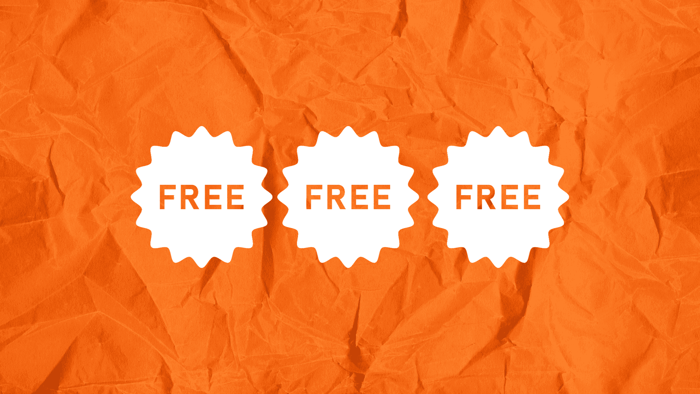 FREE badges on orange background