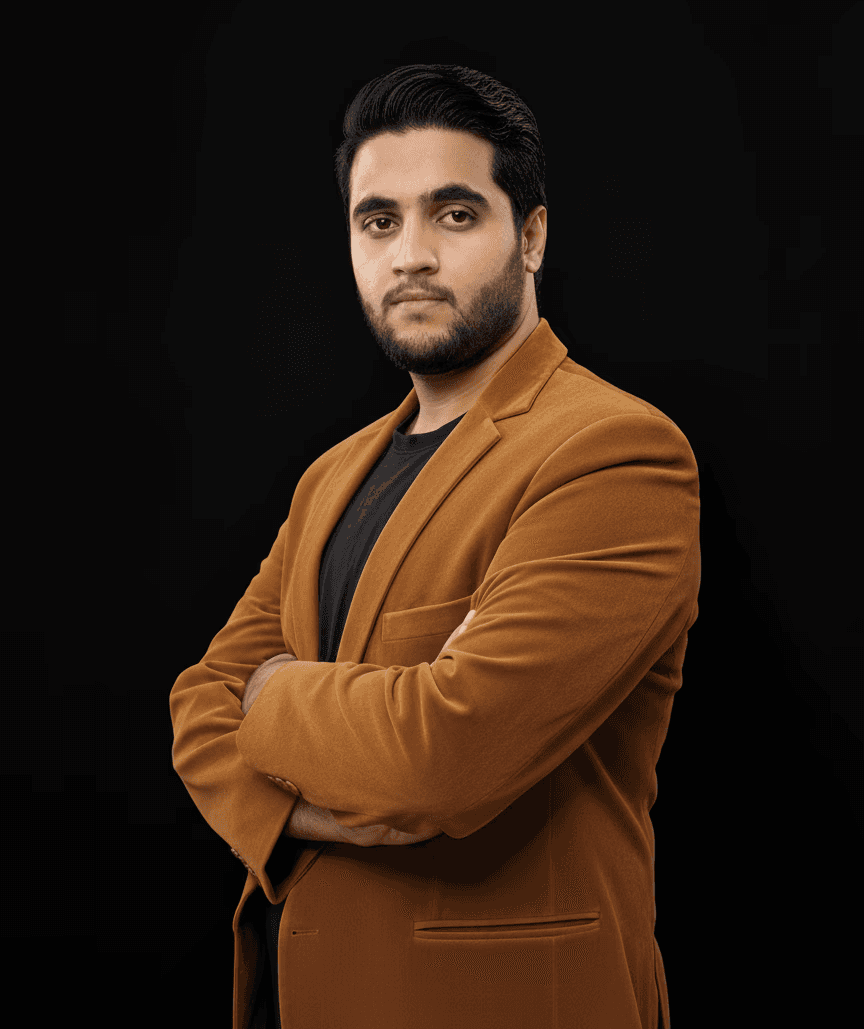 man standing near white wall