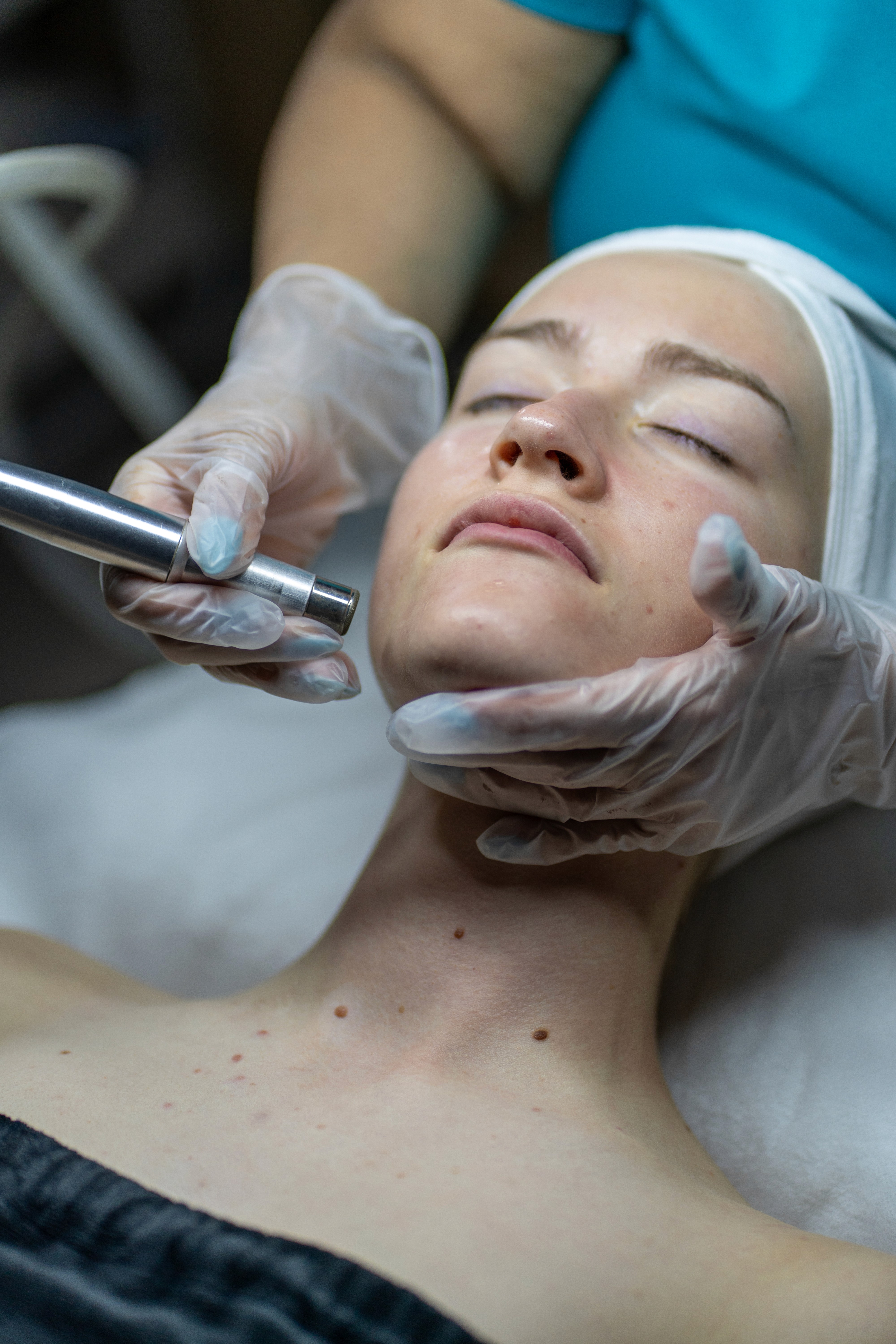 A person receiving a facial treatment.