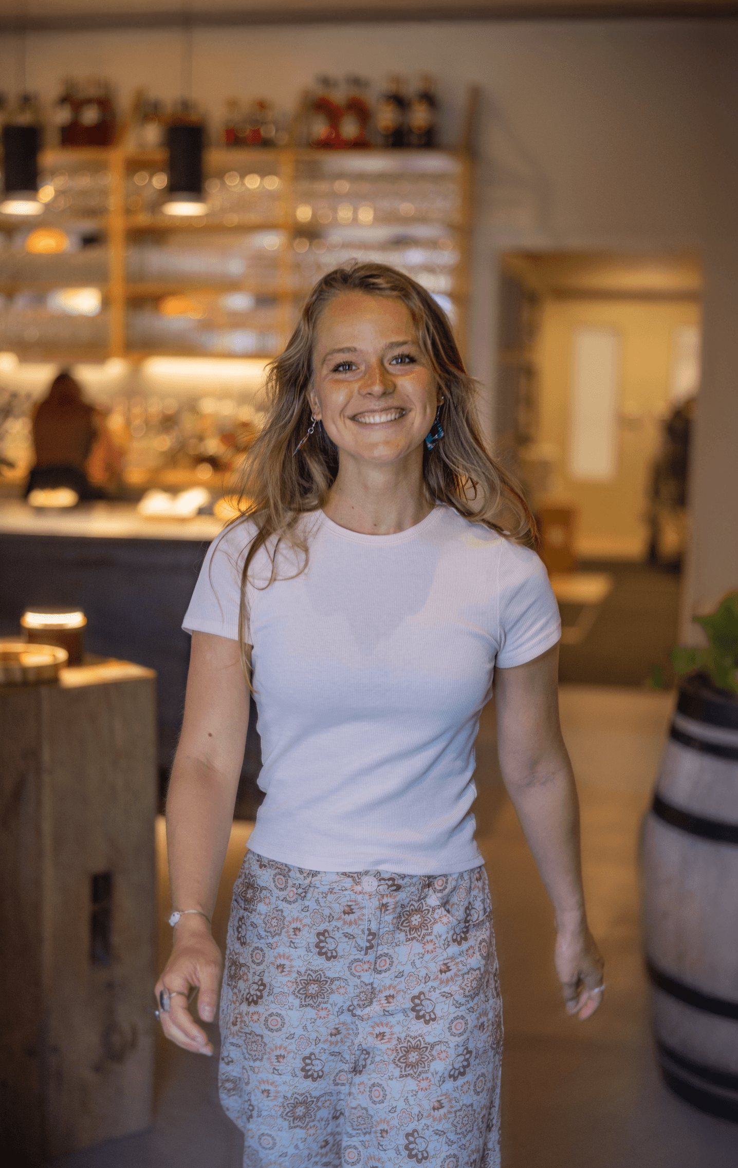 Woman standing on the balcony