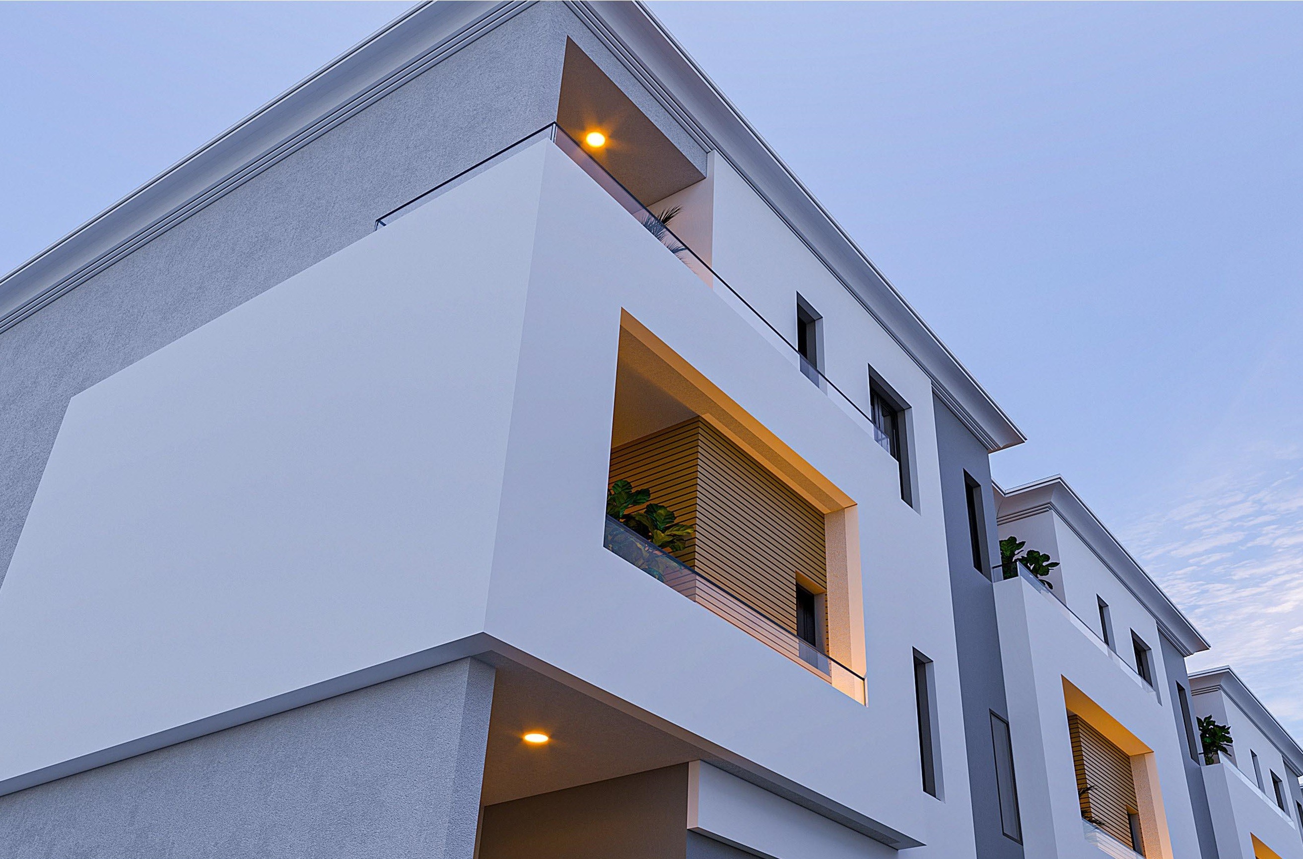 High-rise office building with sustainable design features