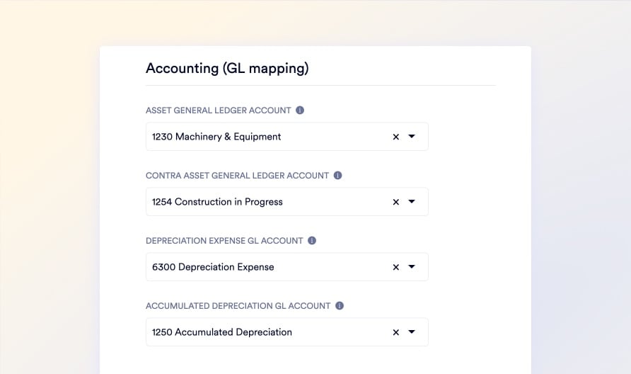Asset Registry with GL Mapping