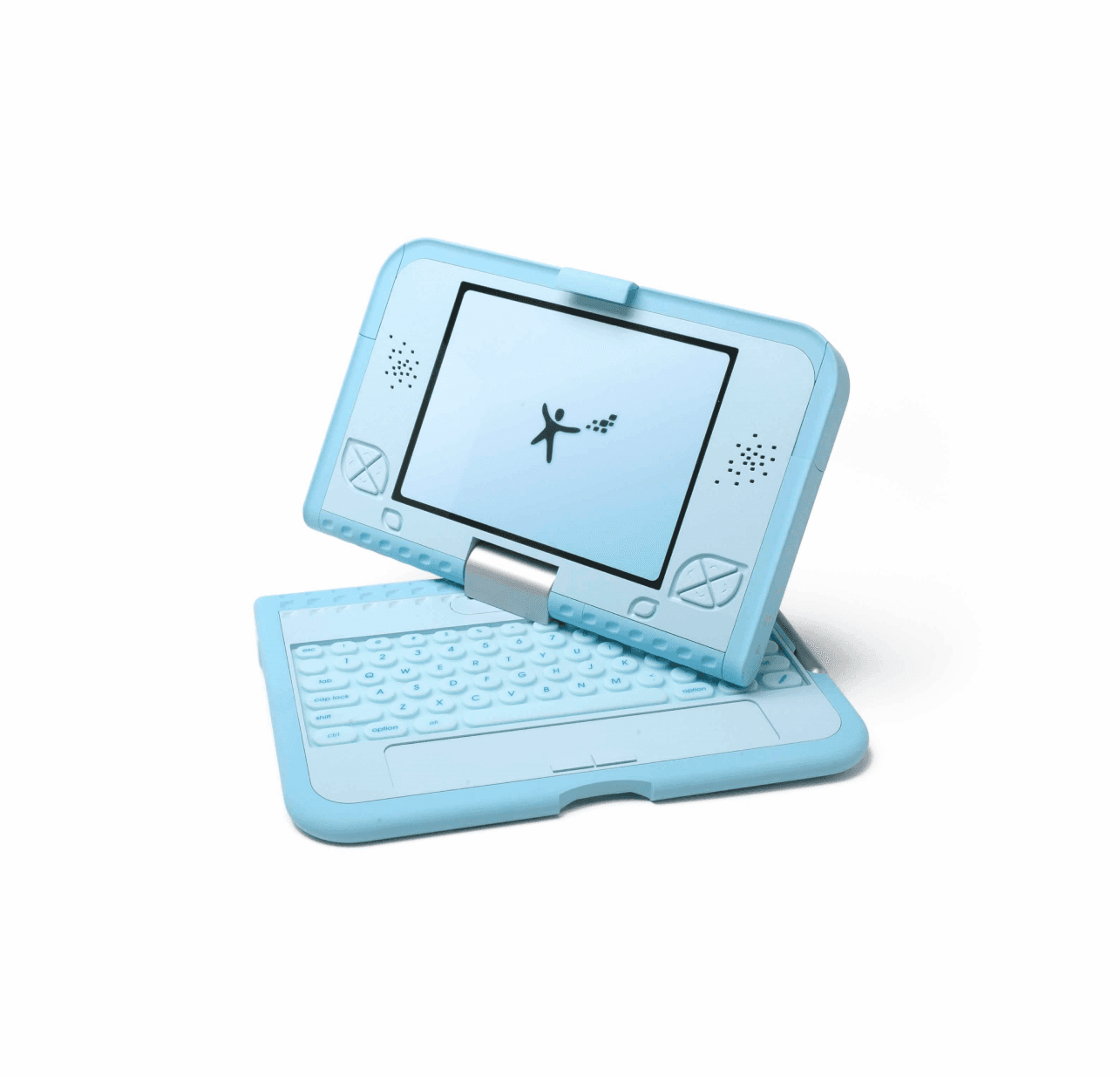 Light blue concept of computer with keyboard.
