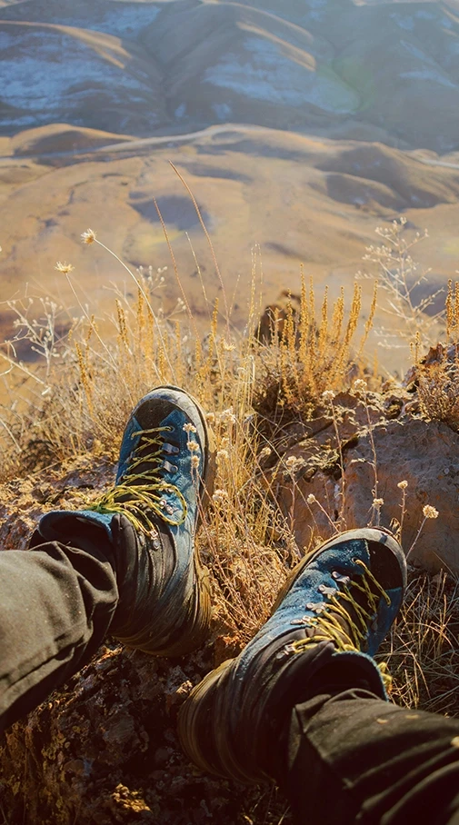 Chaussures de randonnée avec vue