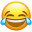 Émoji jaune riant à gorge déployée, les yeux plissés et de grosses larmes de joie coulant sur ses joues.