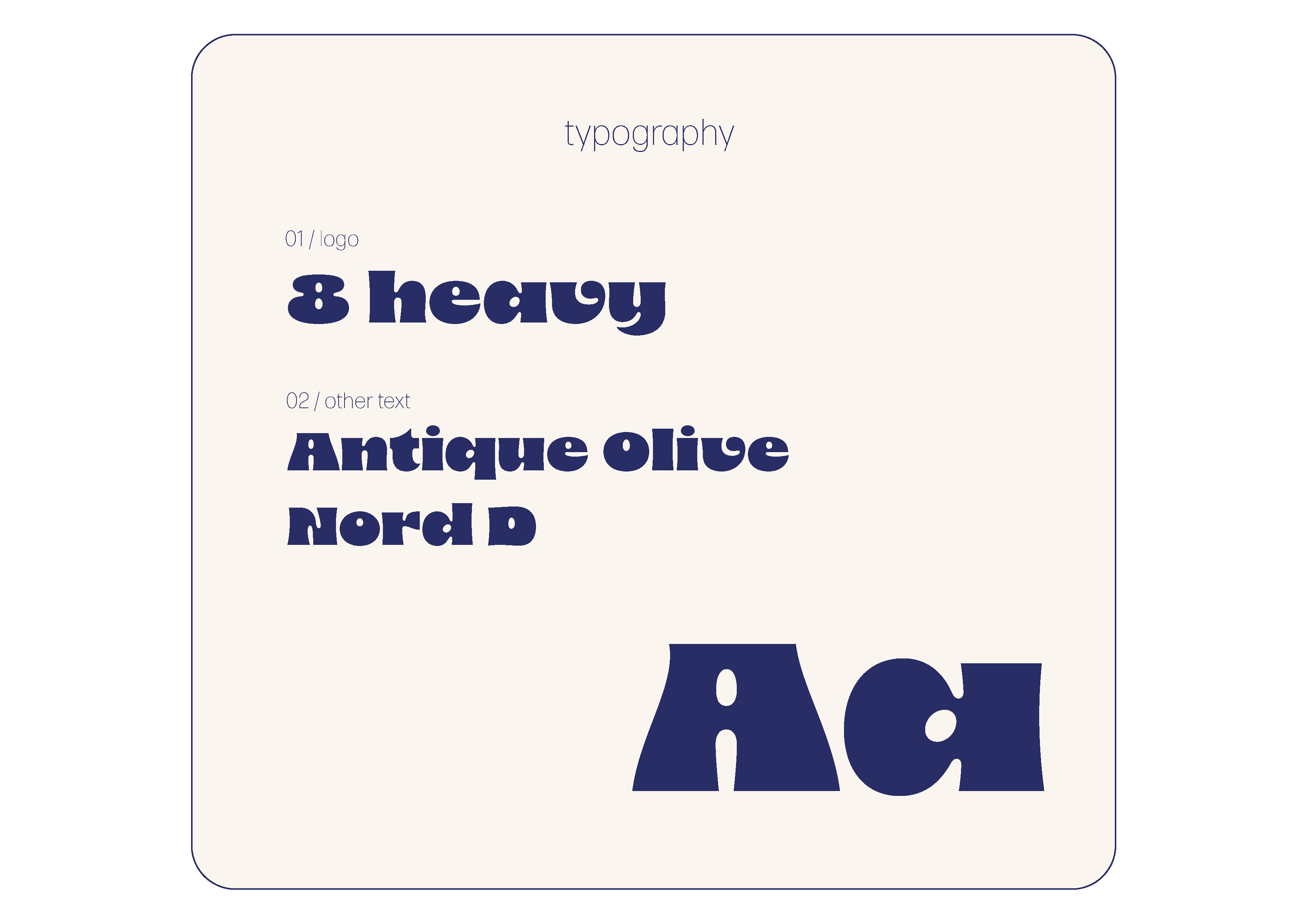 Lacta typography: 8 Heavy for logo and Antique Olive Nord D for text.