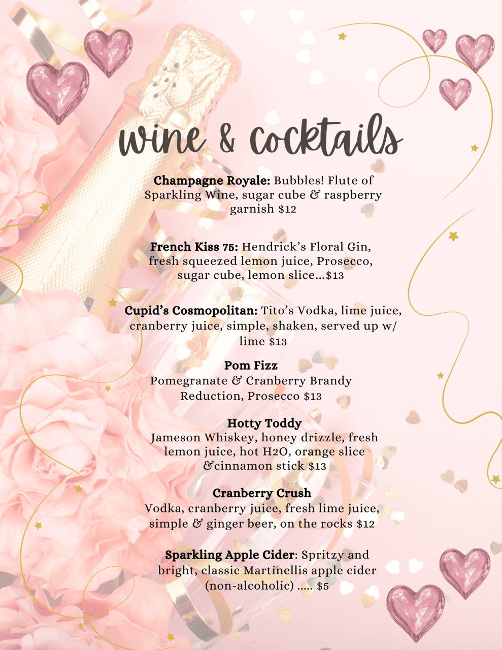 Afternoon Tea Menu at The Pink Chandelier