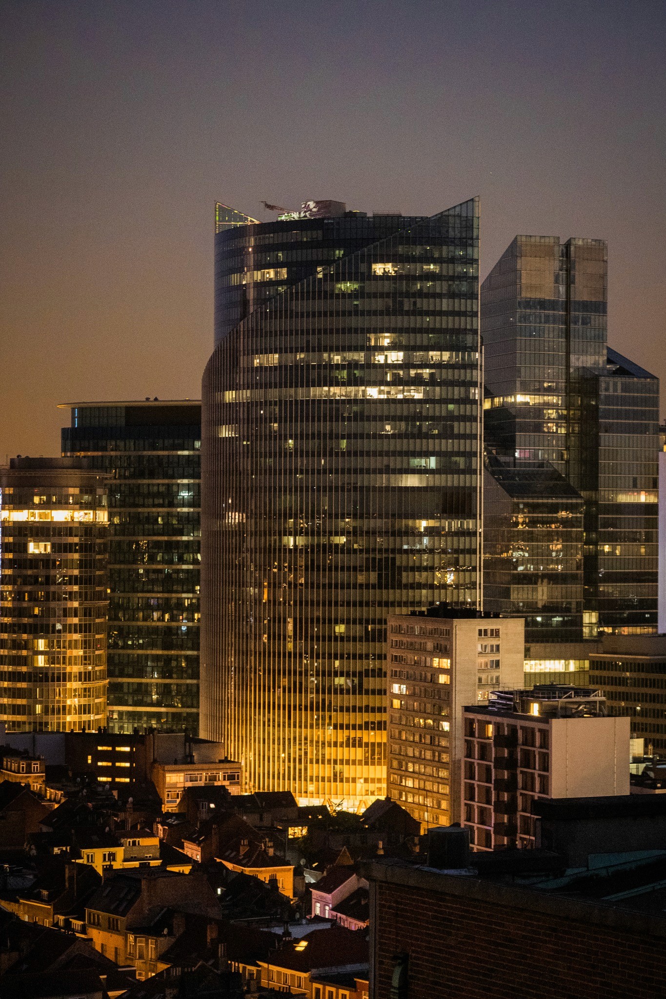 Night shot of a Skyscraper in Brussels