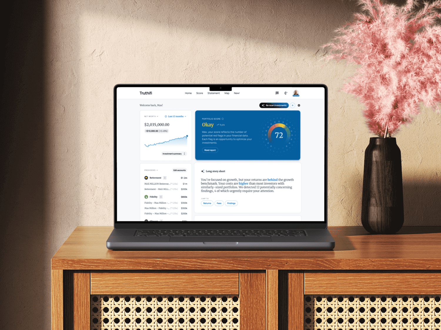 The Truthifi dashboard