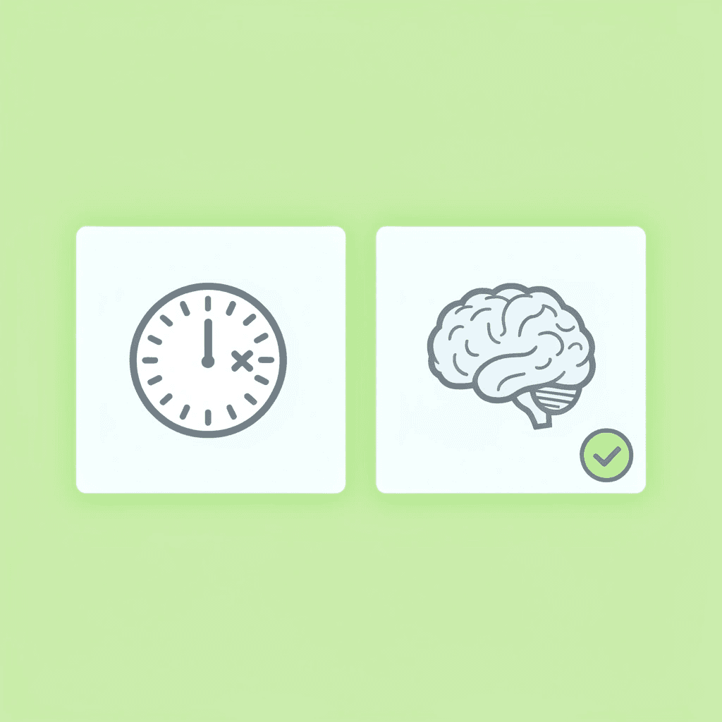 Before and after comparison showing overthinking versus quick decision-making