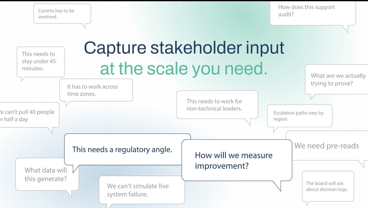 Duotone image of people gathered around a conference table representing Preppr’s HSEEP-aligned tabletop exercise design and scenario planning workflow.”