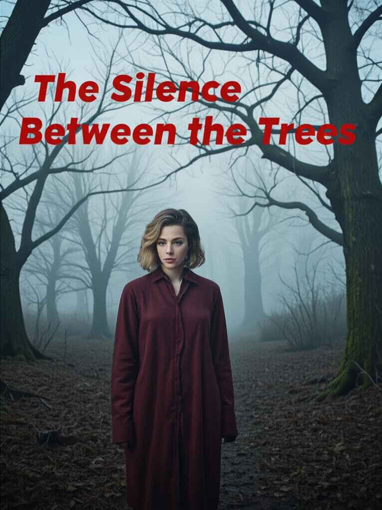 AI book cover generator showing girl in red dress in foggy forest