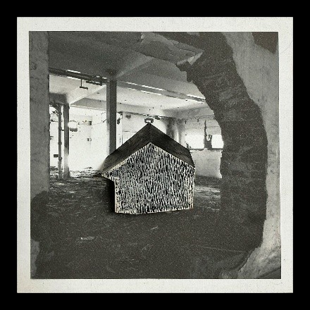 herd of sheep on road painting