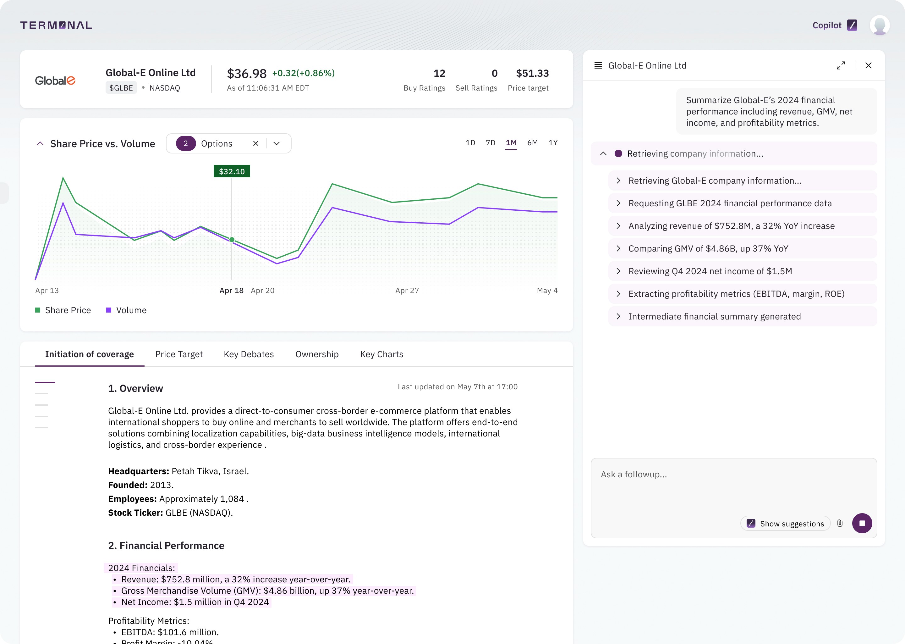 financial analysis, market research app for the next generation of hedge fund analysts