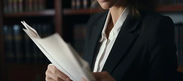 Avocat tenant un dossier dans ses mains.