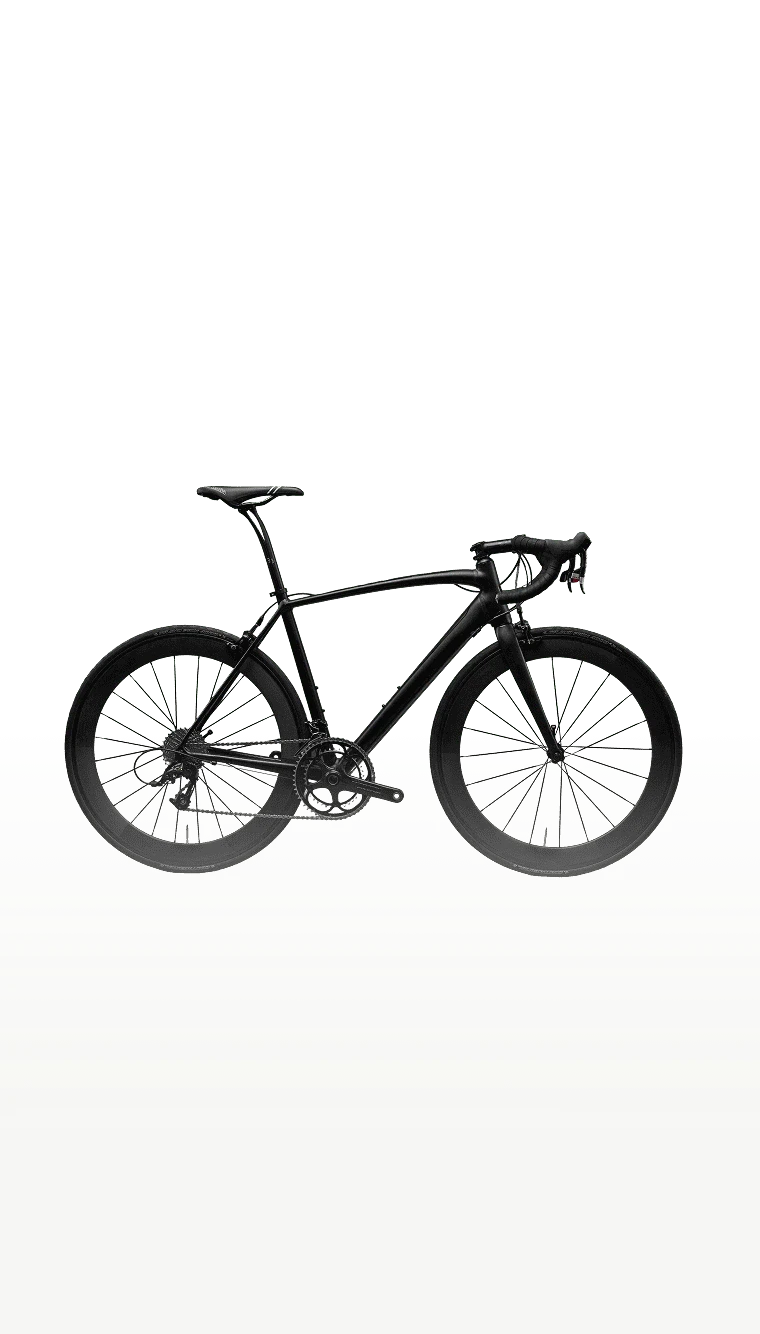 Chrome steel road bicycle, full side profile on neutral background