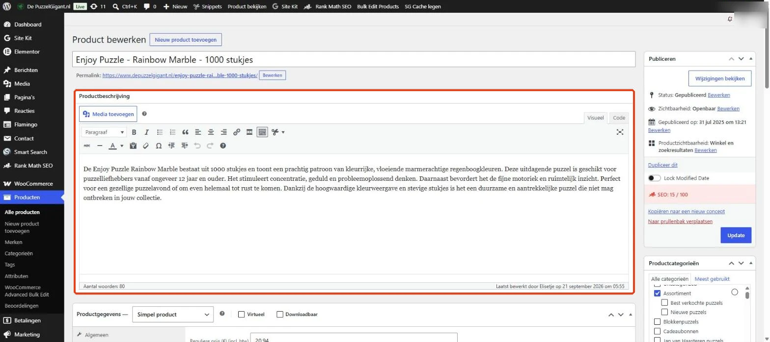 WooCommerce: de productbeschrijving