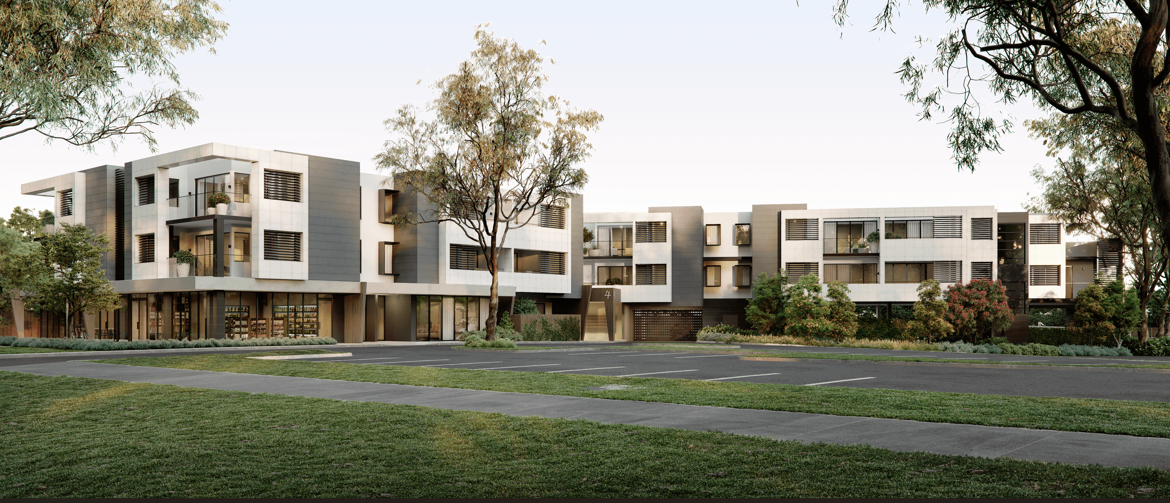 Multiple residential apartment buildings and the external carpark and landscaping estimated by SubsQS
