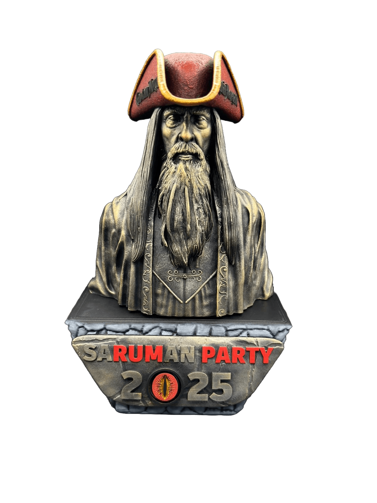 Vtipná trofej pro rumovou párty – Saruman s kapitánským kloboukem jako pirát