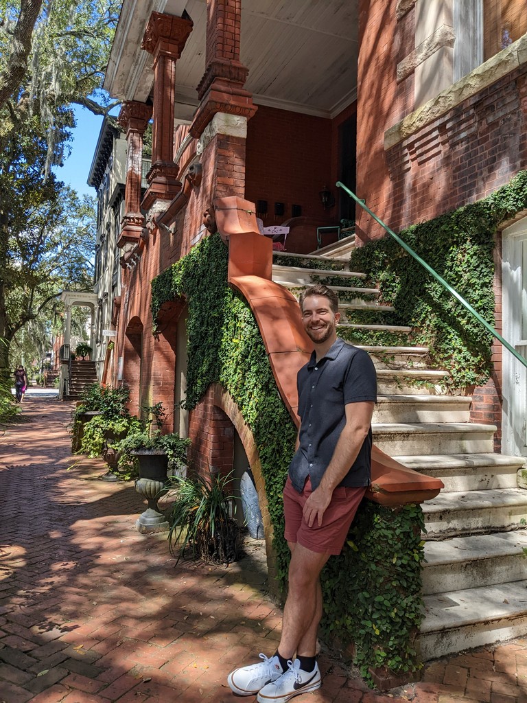 Tom standing on a Savannah street