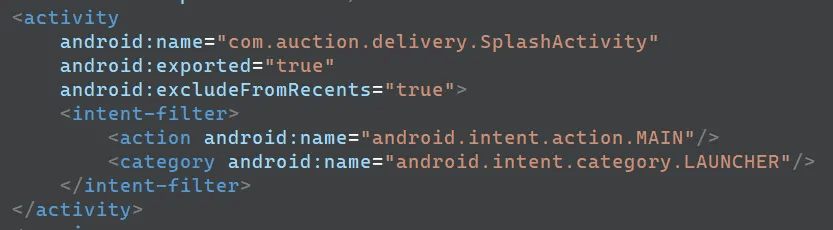 AndoridManifest.xml MAIN activity