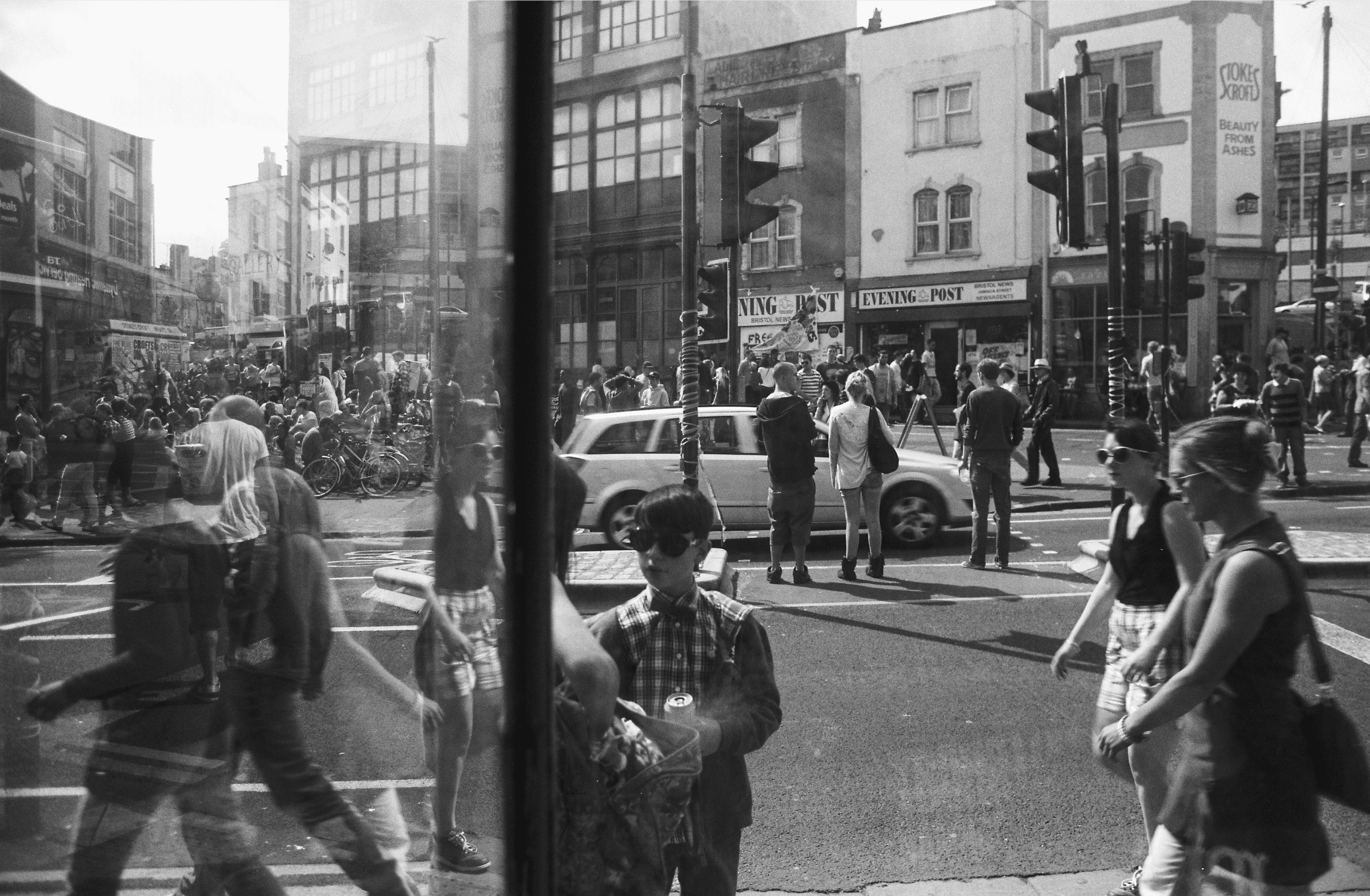 Street scene viewed from the window of Idle Hands in Stokes Croft Bristol