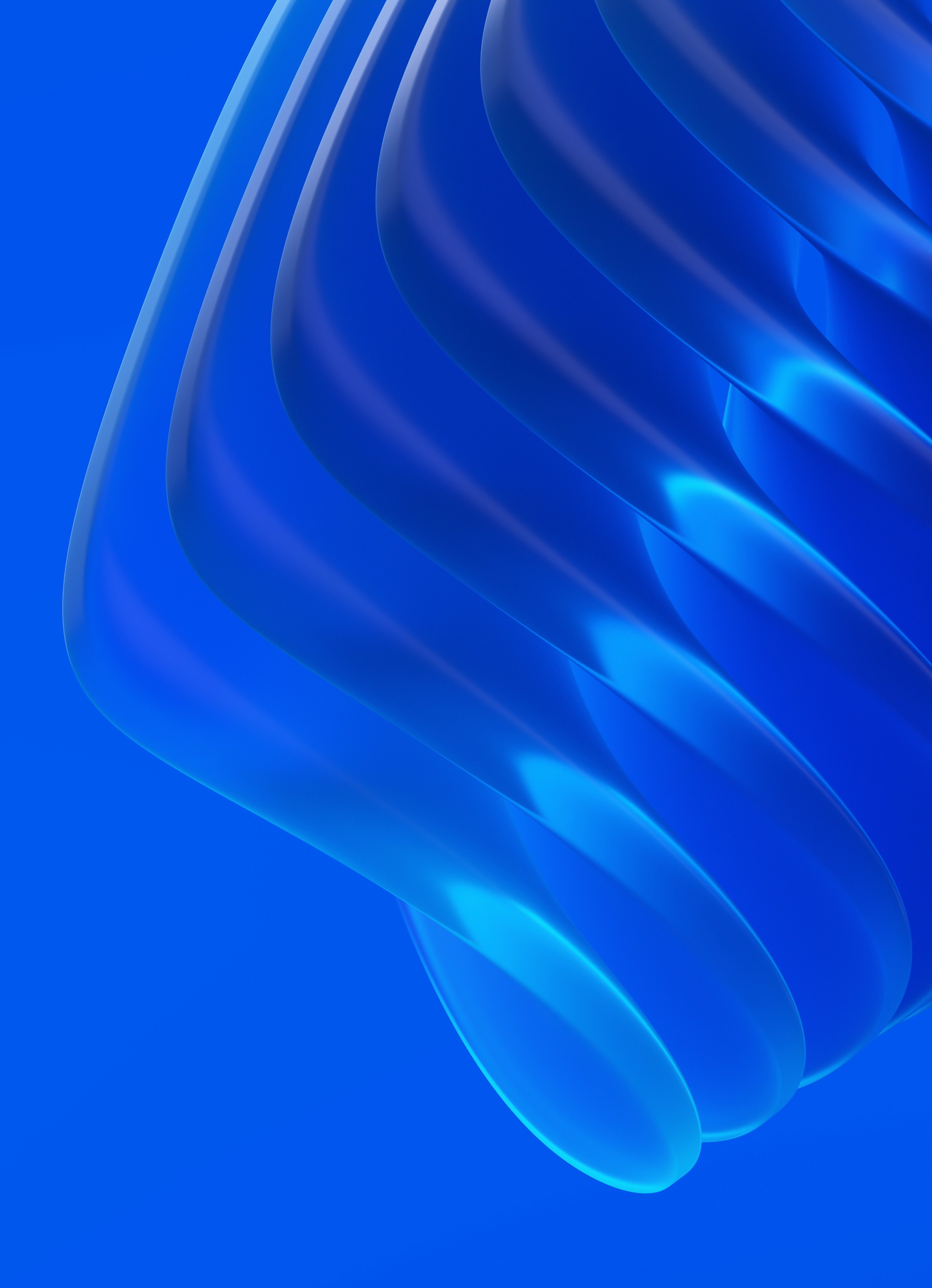 Abstract design featuring flowing blue lines on a vibrant blue background.