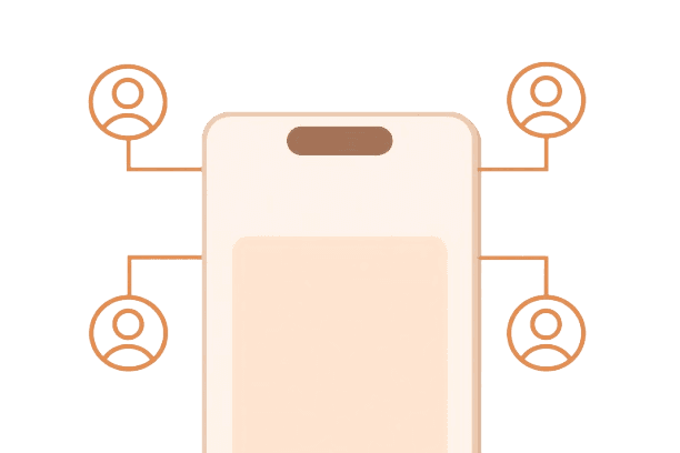 mobile illustraion and users connected to show scalalble across teams