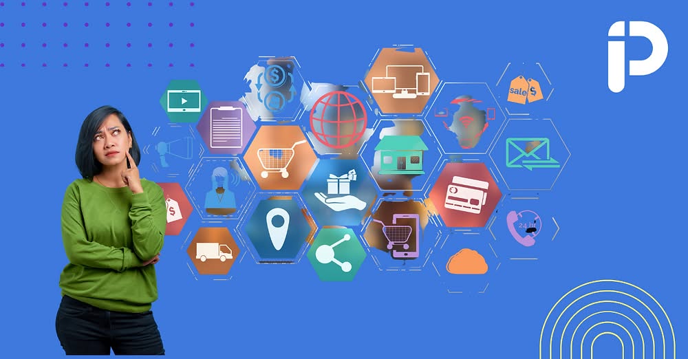 Person surrounded by software and app icons representing nonprofit technology selection