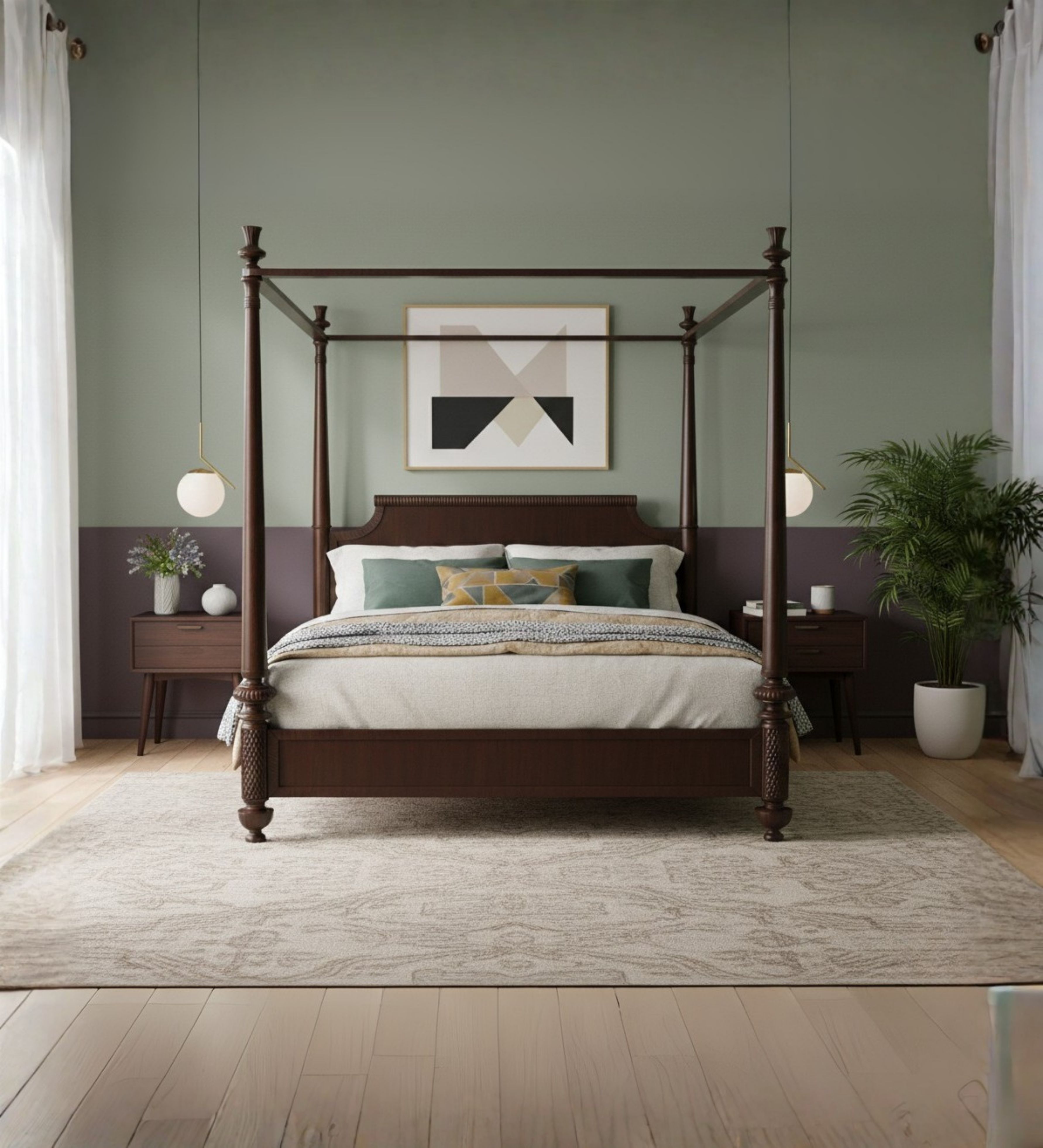 Modular sectional sofa with broad seating and layered accent cushions