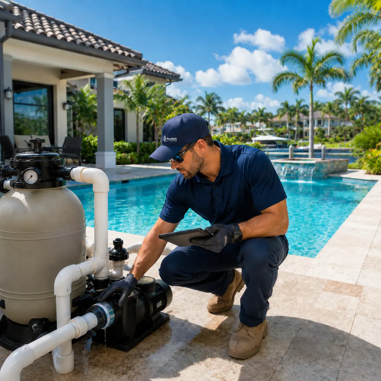 Pool equipment check and monitoring service.