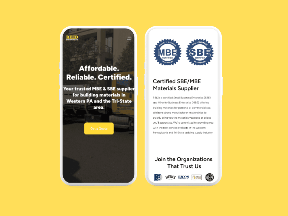 Reed Building Supply website