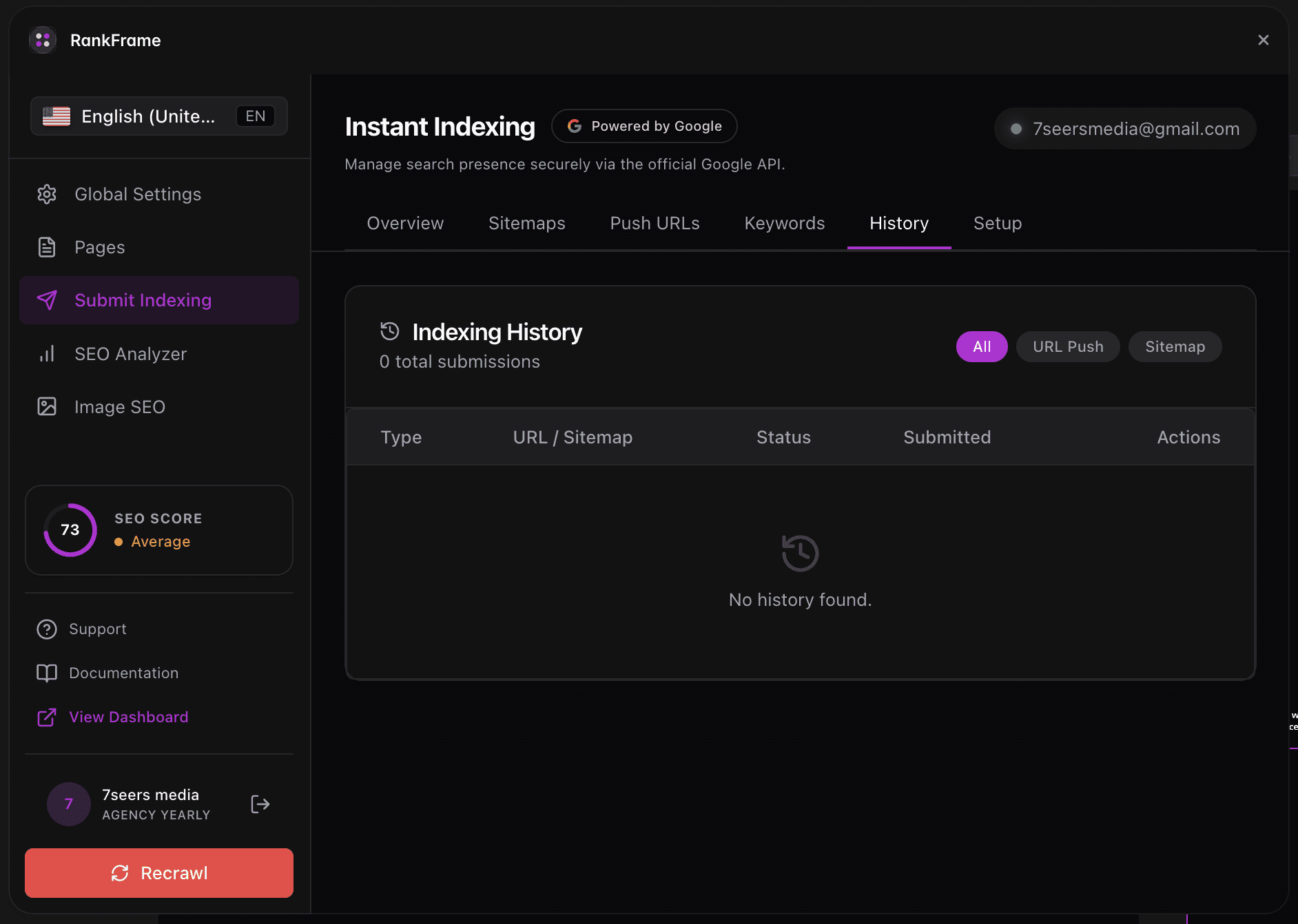 Full indexing history in RankFrame