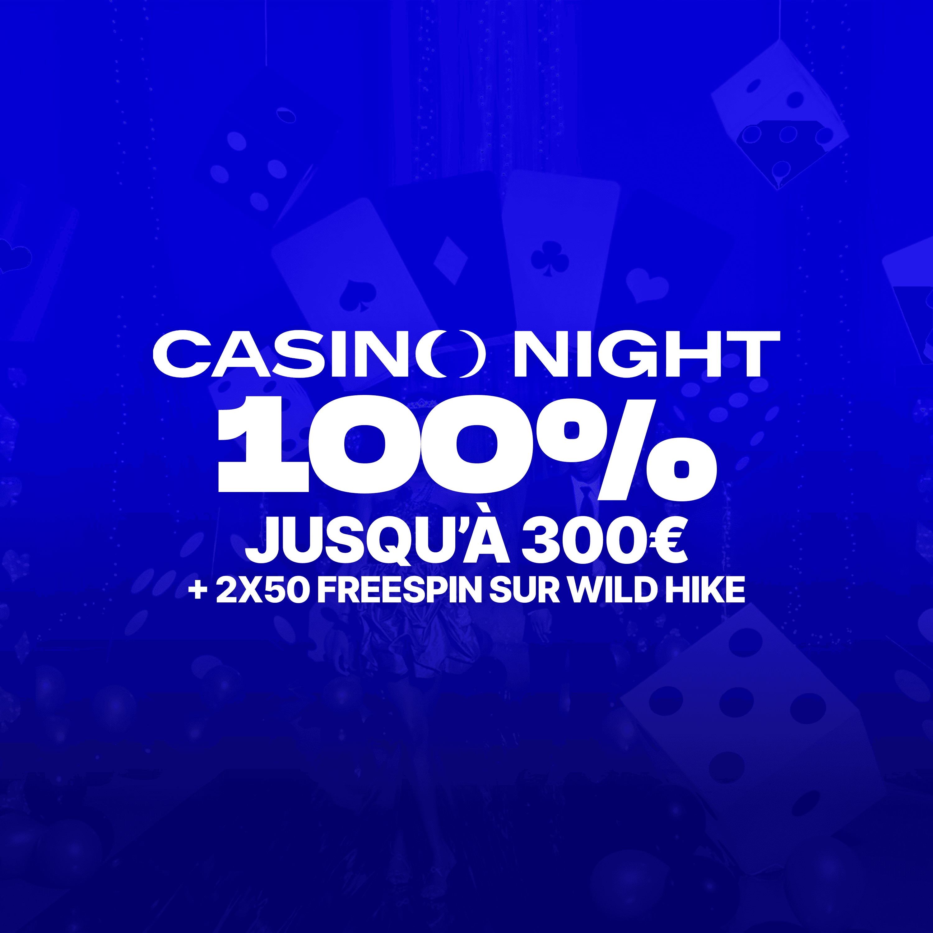 Offre Casino Night, 100% jusqu'à 300€ et 250 free spins sur Wild Hike.