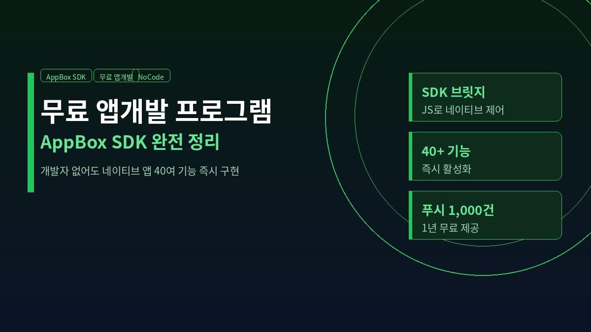무료 앱개발 프로그램 AppBox SDK — 개발자 없이 네이티브 기능 40+ 즉시 구현