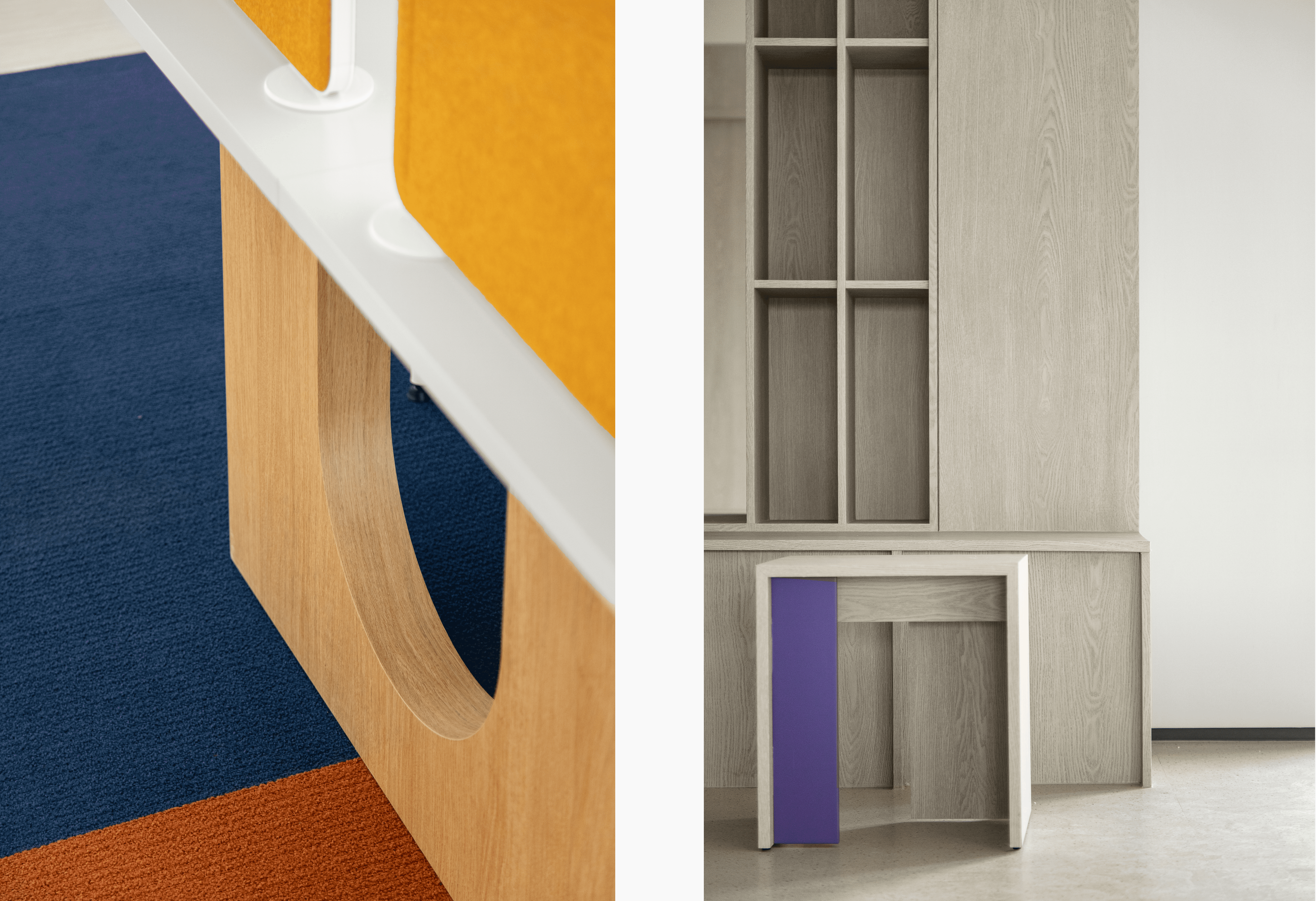 큰 면을 작게 분할해 공간의 다채로움을 연출한 대학내일 ES 사옥 실내 모습