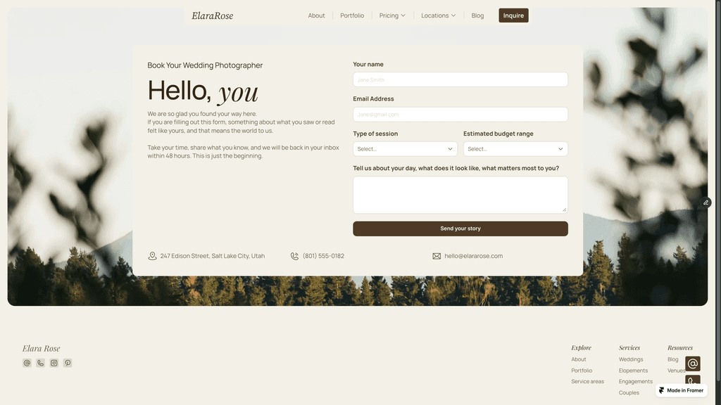 Thin Angle contact page preview
