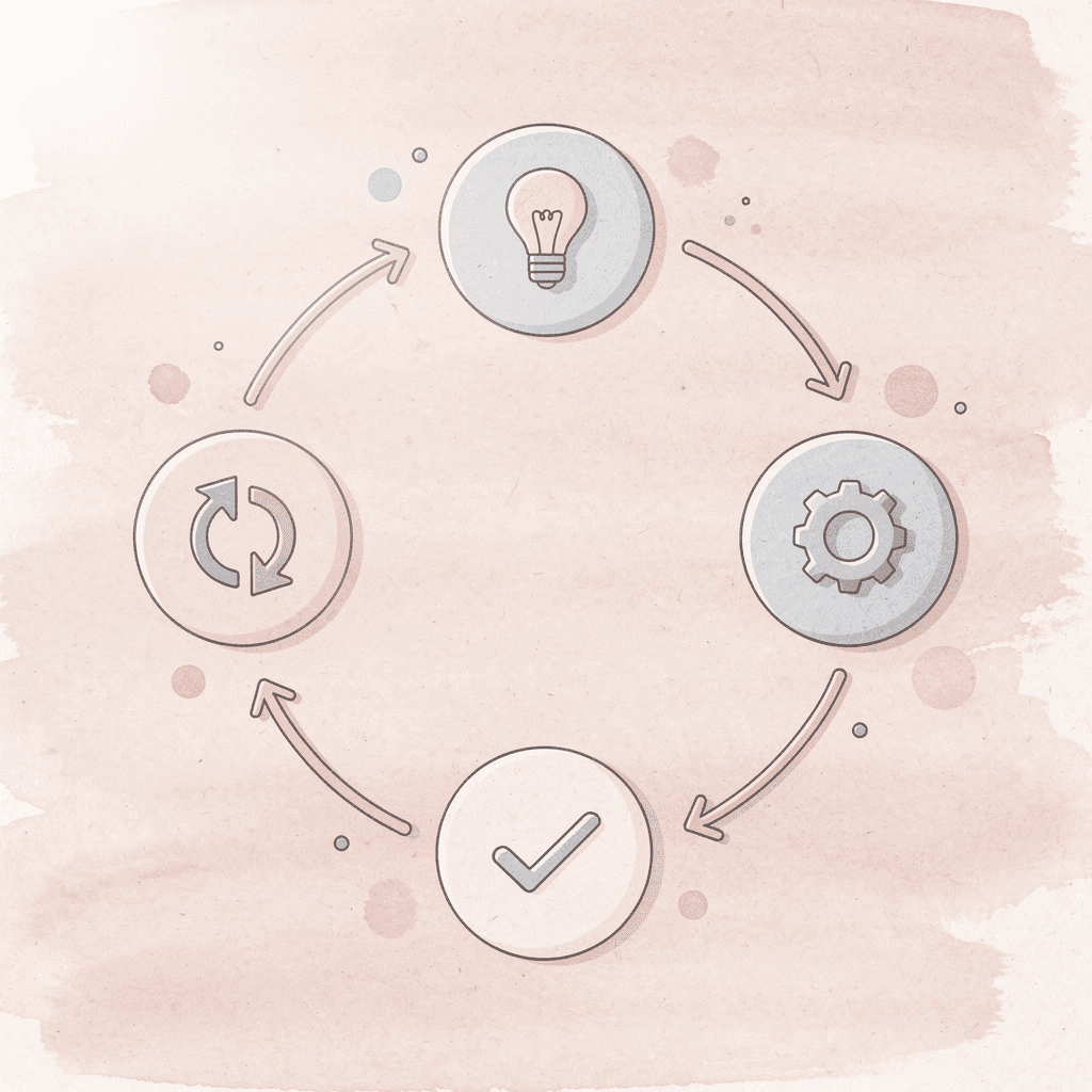 Six-step workflow cycle showing define, scan, extract, verify, structure, save - Document Review Best Practices