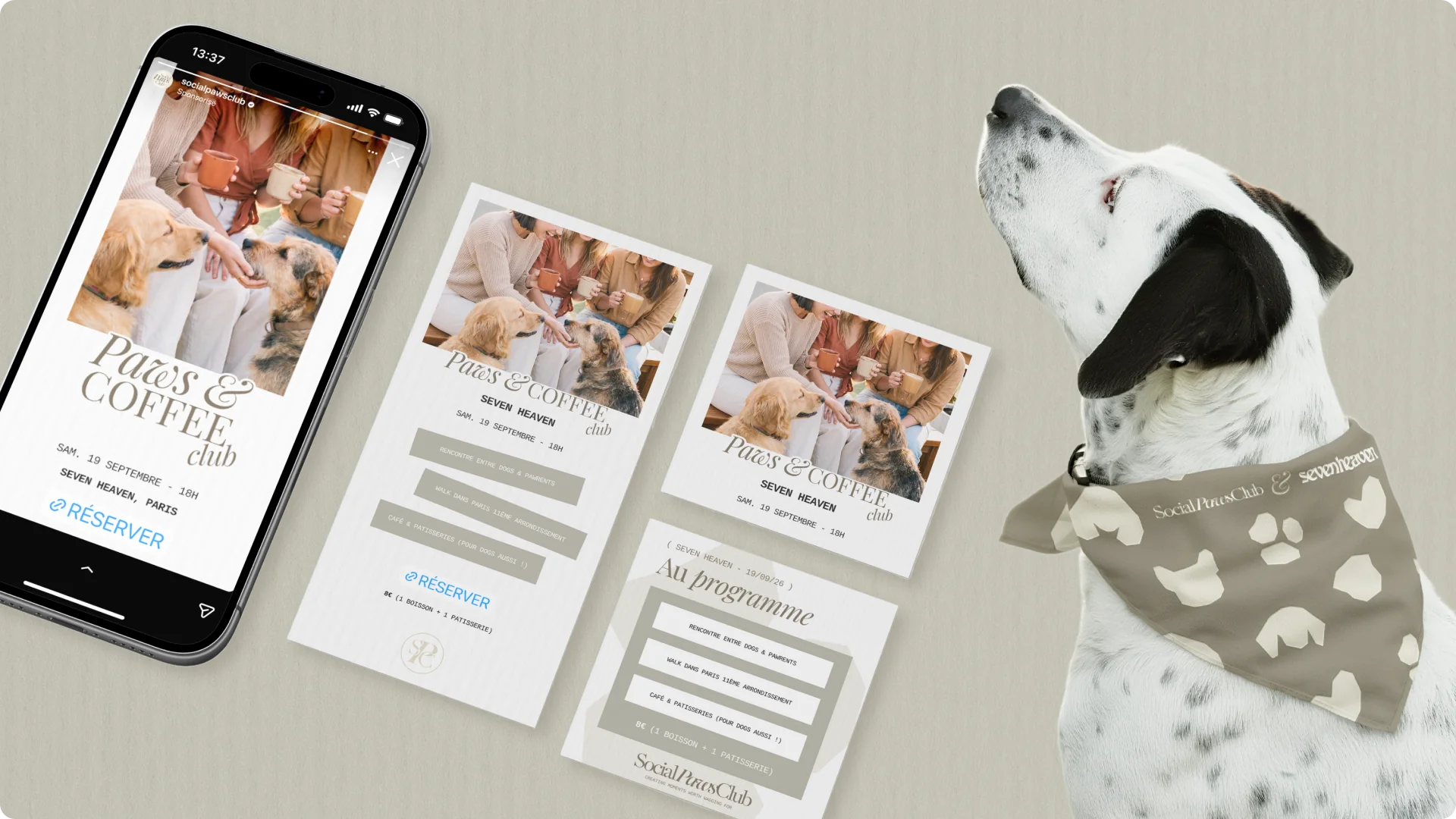 Templates Instagram Social Paws Club par Coralie De Almeida graphiste spécialisée dans le secteur animalier