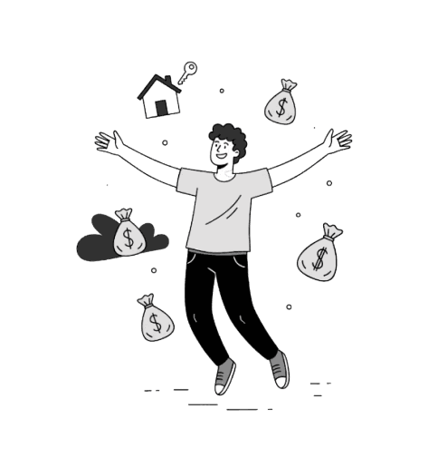 Illustration denote how buyer is happy with Owne