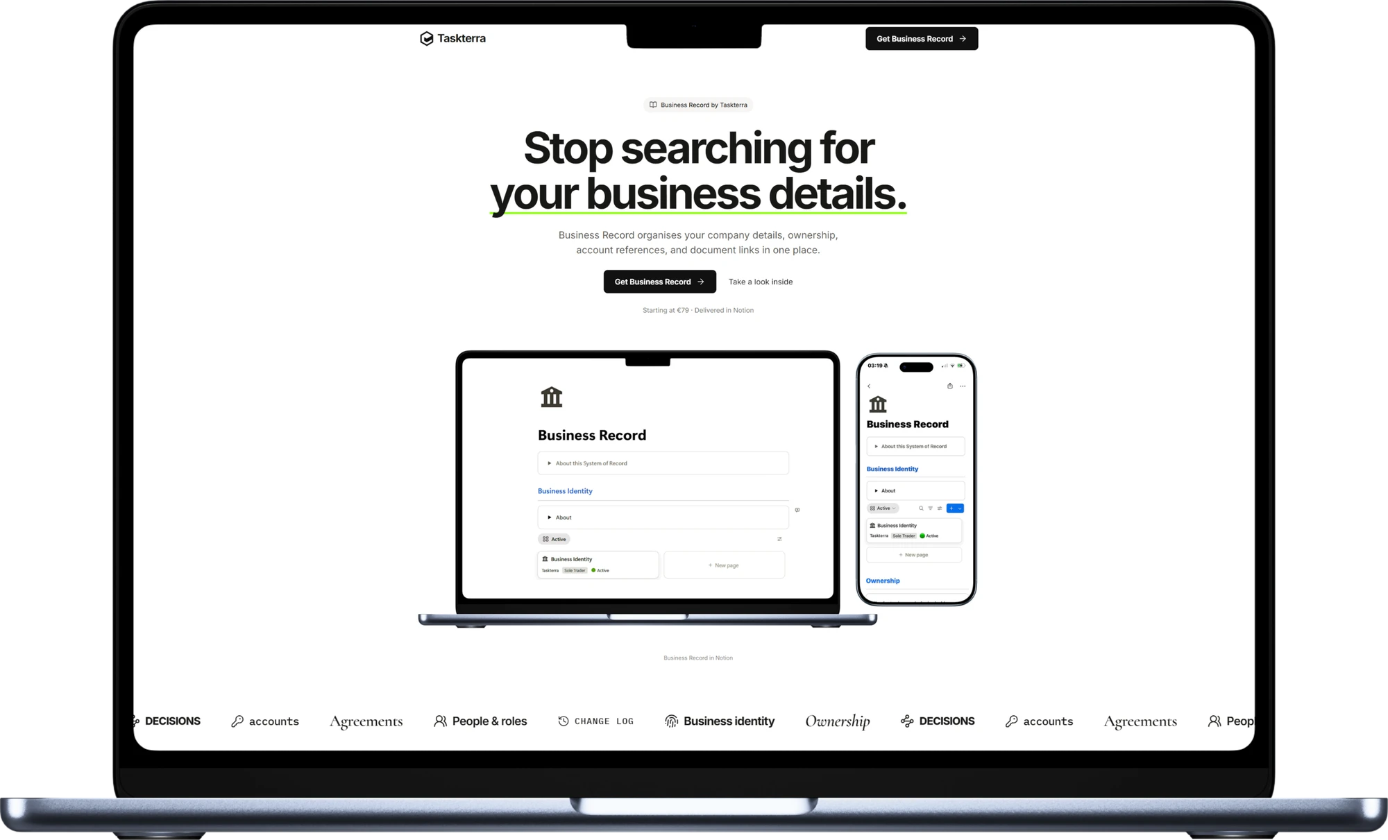 Taskterra desktop website in the approved MacBook mockup