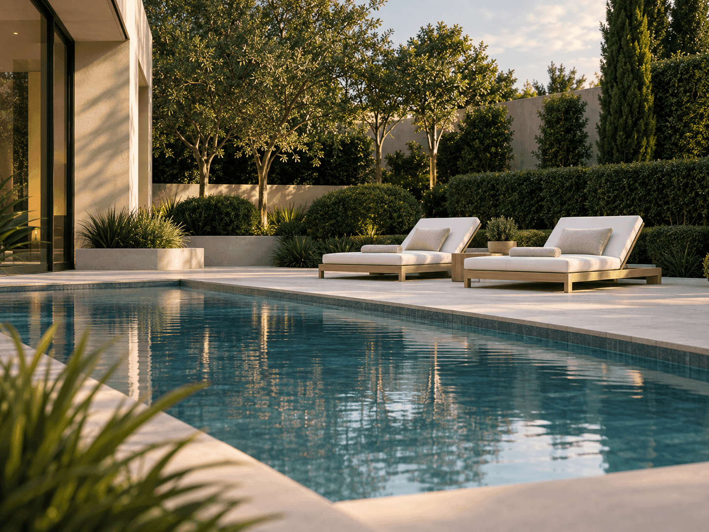 Timber deck set into a wooded residential landscape