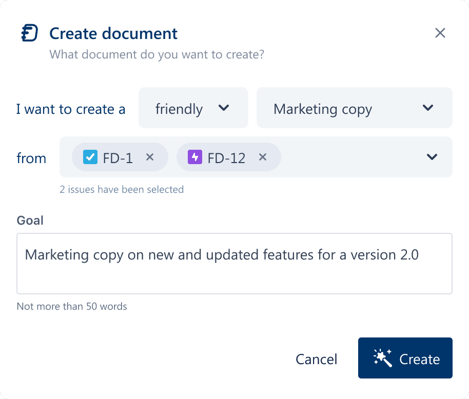 Fastdoc document creation model that allows for custom document creation